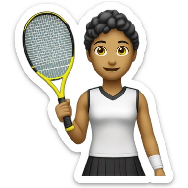 Vecchio signore vestito di nero e giallo gioca stanco con una racchetta da tennis sticker