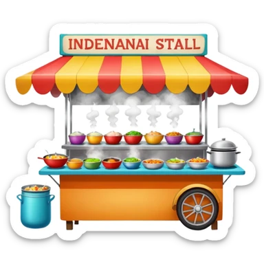 small indonesian roadside foodstall, front facing sticker