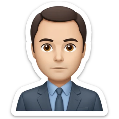 John Saxon with dark brown hair, slate suit sticker