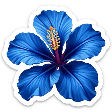 Dark blue flower hibiscus only colour blue and white sticker