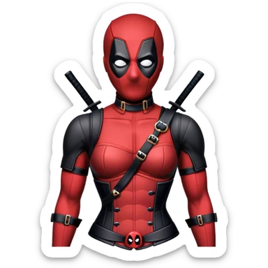 Deadpool wearing a corset sticker