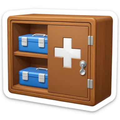 brown first aid cabinet front glass sticker