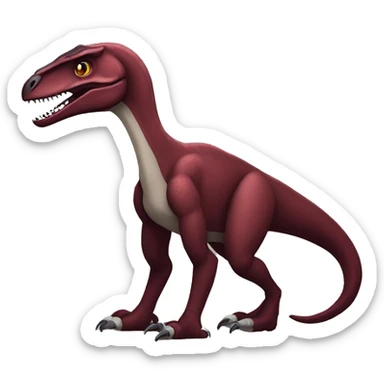 Cool edgy handsome Maroon-colored velociraptor with black mane full body sticker