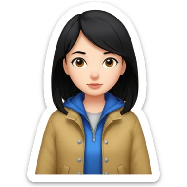 girl with black hair leaving home sticker