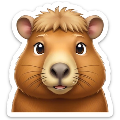 Cinematic Noble Capybara Portrait Emoji, Poised and serene, with a robust, rounded build and a distinctly capybara head featuring a broad, slightly flattened face, short snout and small, rounded ears, covered in soft, earthy fur and gentle, wise eyes, Simplified yet sharp and sophisticated features, highly detailed, glowing with a warm, natural glow, high shine, intelligent and calm, stylized with an air of understated authority, focused and attentive, soft glowing outline, capturing the essence of a watchful and confident capybara guardian that feels as though it could step out of the screen with effortless authority! sticker