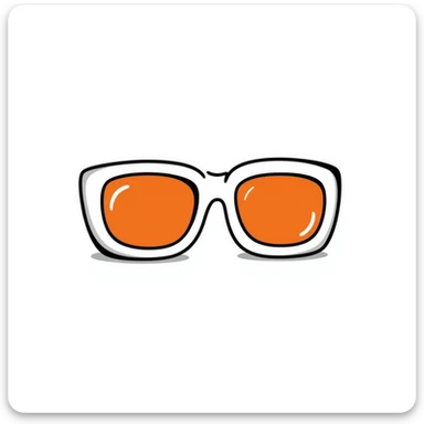 Groovy 70s oversized sunglasses with bright orange tint and thick white frames sticker