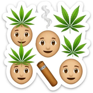 fait moi un pack demojis De fumeur pas avec les emojis de base mais des inventé type tete de beuh feuille de pe sticker