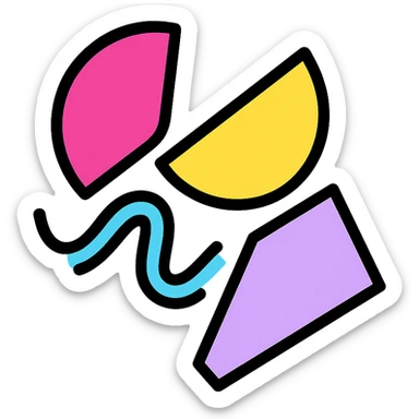 modern, minimalist logo for Unhinge co-founder matching app, dynamic, unrestrained geometric shapes, slightly chaotic but clean, bold, tech-inspired, playful vibe, color palette mixes neon startup energy with pastel chaos, no cliché symbols, designed for app icon and favicon sticker