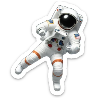 Man doing michael jackson moonwalk dance move, in astronaut suit without helmet. The man has a moon emoji as his head sticker