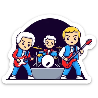 Queen rock band members performing together sticker