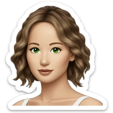 Brunette Jennifer Lawrence with Green eyes sticker