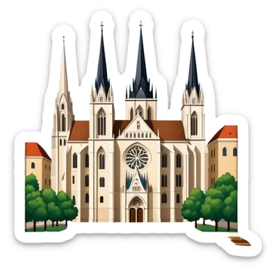 Zagreb Cathedral Landmark Emoji – Depicting its Gothic architecture and twin spires. sticker
