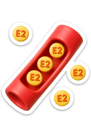 EMOJI STILE IPHONE 3D DI particelle di ormoni estrogeni che circolano in una vena umana sticker