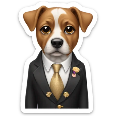 a dog wearing a fancy suit  sticker