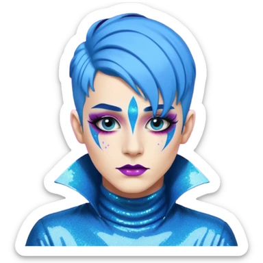 blue hair drag king fabulous makeup with glitter sticker