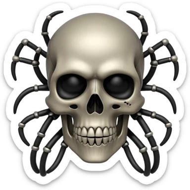 network of black wires and skulls, undead biomechanical, Giger style sticker