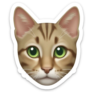 Tabby cat with white chest and light brown small patch on right side of nose and sage green eyes sticker