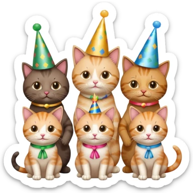 3 cats and a kitten at a birthday party sticker