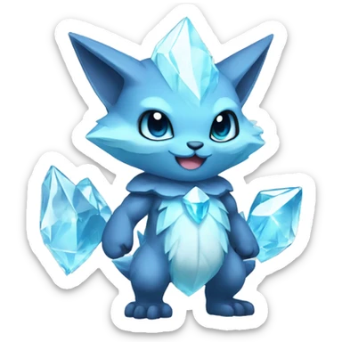 a anthro crystallized chibi-style rock-type-ice-type Fakémon-hybrid full body sticker