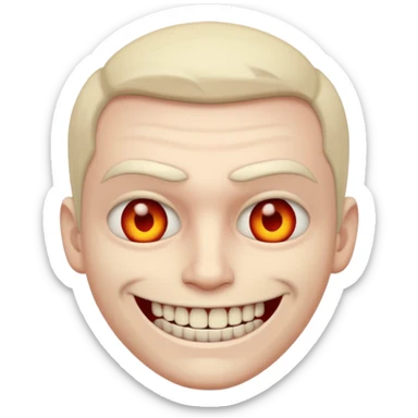 A emoji in which there is a deadly smile like toji from jujutsu kaisen and he is looking towards me scary way, male character  sticker