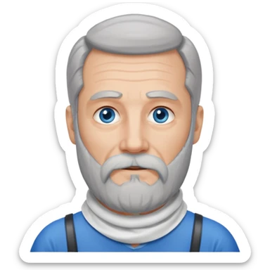 Older man with a long beard, a hard neck brace, and blue eyes. sticker