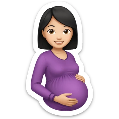 pregnant asian woman with black hair sticker