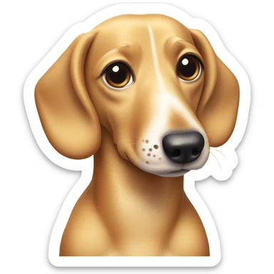 Light blonde weiner dog with white patch of freckles on chest sticker