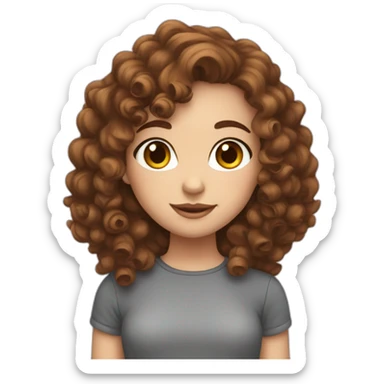 girl whit brown curly hair and fair skin sticker