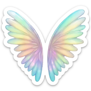 Sparkly glossy Pastel iridescent glass wings  sticker