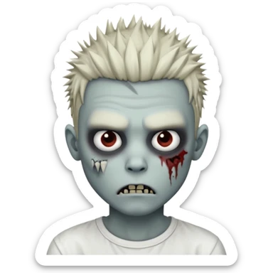 zombie boy with spiky emo hair and white shirt sticker