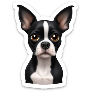 Solid black Boston terrier chihuahua mix sticker