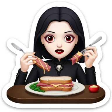 goth vampires eating a SPAM meat dinner sticker