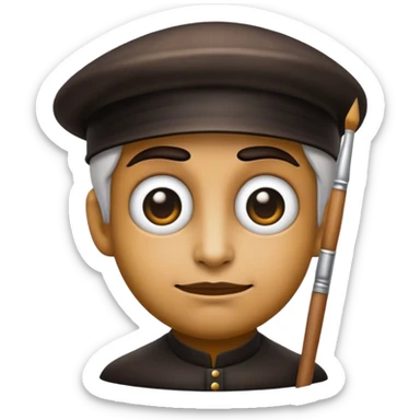 Cinematic Realistic Rembrandt Portrait Emoji, depicted as a master painter with deep reflective eyes and dramatic chiaroscuro, rendered with intricate textures and moody historic lighting that captures his timeless artistry. sticker