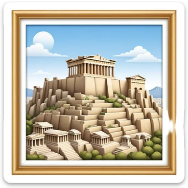 Cinematic Realistic Acropolis Landmark Emoji, showcasing ancient ruins set against a clear sky rendered with intricate detail and timeless lighting. sticker