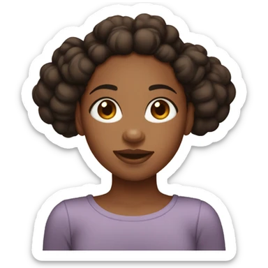 Light-brown skin girl with 2 dark brown afro puffs on head sticker