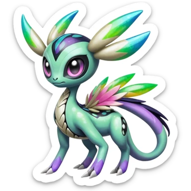 Colorful Shiny Edgy Cool Badass Painted Splashed Exotic Meloetta-Palkia-Virizion-Venom-Stitch-Fakémon-creature-hybrid sticker