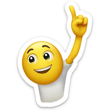 yellow happy intelligent emoji with hand pointing t the ceiling sticker