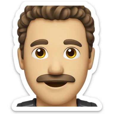 man with brown hair, a moustache whos is smiling sticker