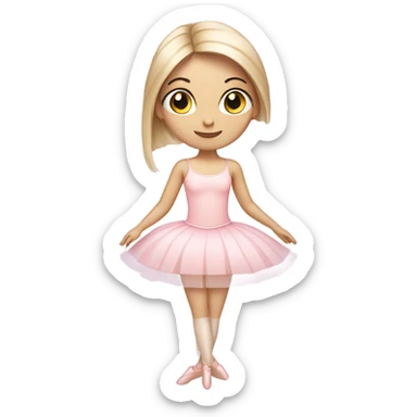 soft pink ballerina with fair skin, long straight hair  sticker