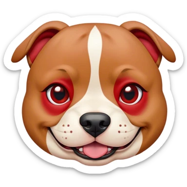 Cinematic Comical Red/Fawn Staffordshire Bull Terrier Portrait Emoji, Head tilted dramatically with an exaggeratedly amused expression, featuring a striking red/fawn Fur with bold white accents, wide, expressive dark eyes filled with playful disbelief, Simplified yet hilariously expressive features, highly detailed, glowing with a slightly sassy glow, high shine, dramatic yet playful, stylized with an air of cheeky mischief, bright and endearing, soft glowing outline, capturing the essence of a spirited and over-the-top guardian, so meme-worthy it feels like it could side-eye its way into internet fame instantly! sticker
