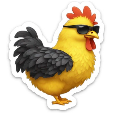 Fluffy yellow chicken with dark glasses after a thunder strike sticker