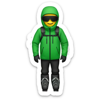 Ski de fond avec une tenue verte et noir sticker