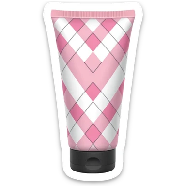 Light pink and white argyle quilt printed lotion tube with pink cap sticker