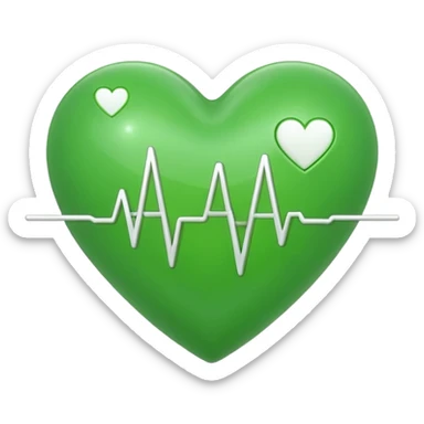 green heart with ECG heartbeat line sticker