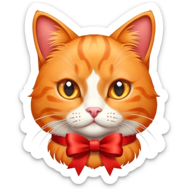 Gato naranja con laso  sticker