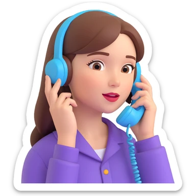 girl talking on phone bedroom background, close up pose sticker