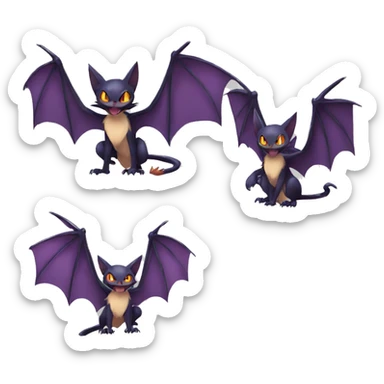 Bat-Cat-Noivern-Noibat-Litten-Pokémon Full Body sticker