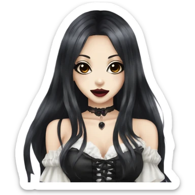 Vampire hime gyaru girl black hair sticker