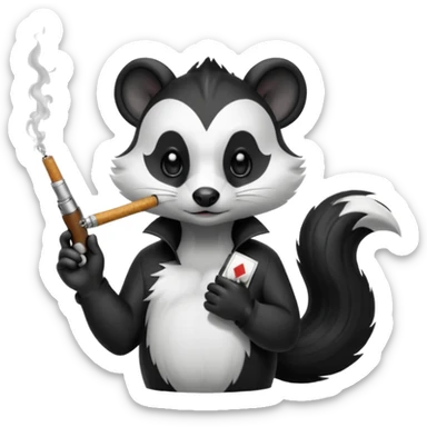 skunk smoking a cigarette with a gun sticker