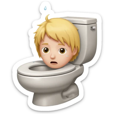 A persons head is sticking out of a toliet sticker